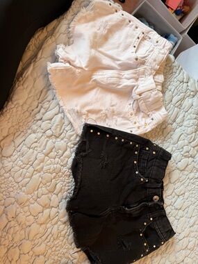 Zara kids white and black studded shorts size 8-9